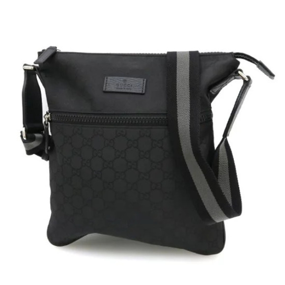 Gucci Handbags - Gucci GG Flat Messenger Bag black canvas
